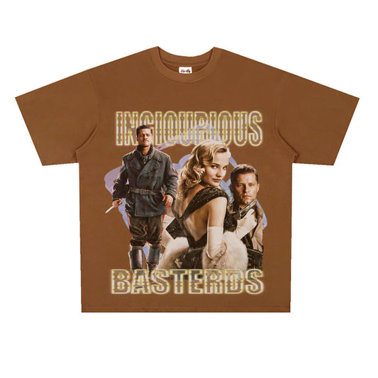 Film Star T Shirt Loose Heavy Weight Retro Street Cotton T-shirt American Men and Women