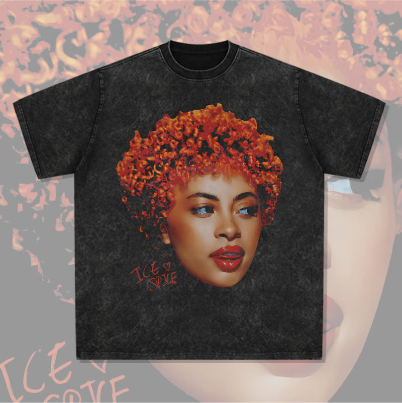 Cool t rapper vintage hip hop Ice Spice print short sleeve t-shirt
