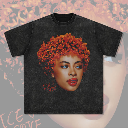Cool t rapper vintage hip hop Ice Spice print short sleeve t-shirt