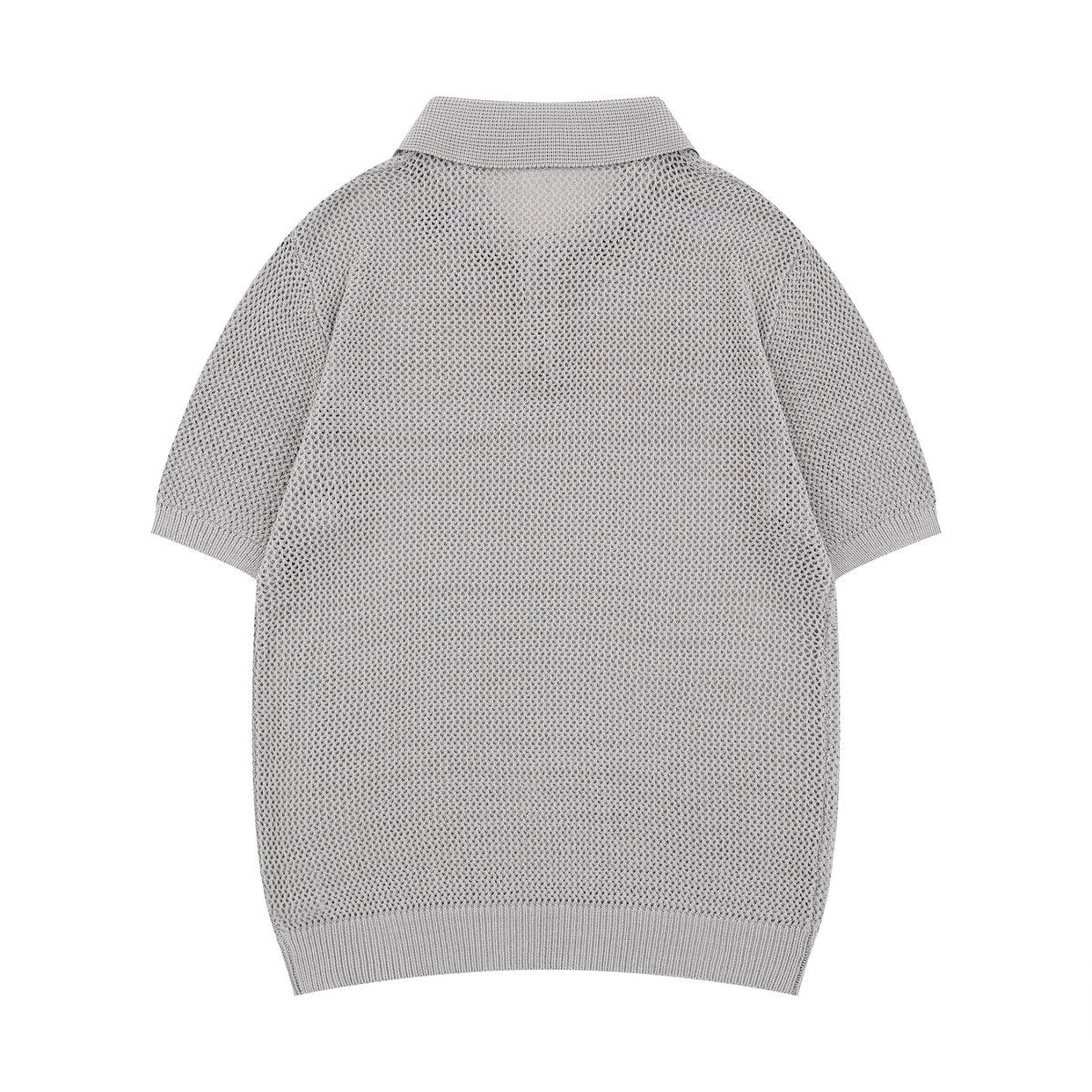 Hip hop clothing new york summer short-sleeved hollow-knit polo shirt lapel T-shirt