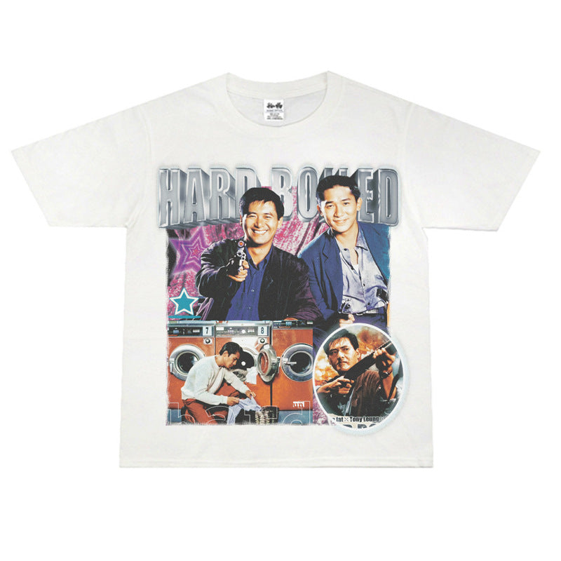 Film Star T Shirt Short Sleeve Retro American Street T-shirt for Men and Women