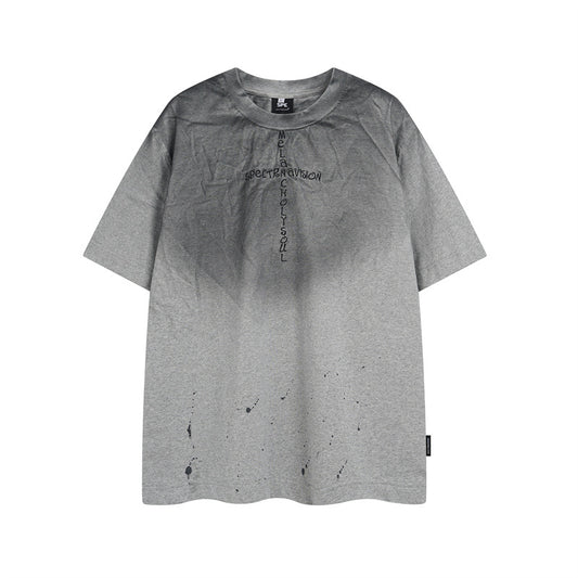 Y2K mens shirt old loose vintage washed short sleeve T-shirt