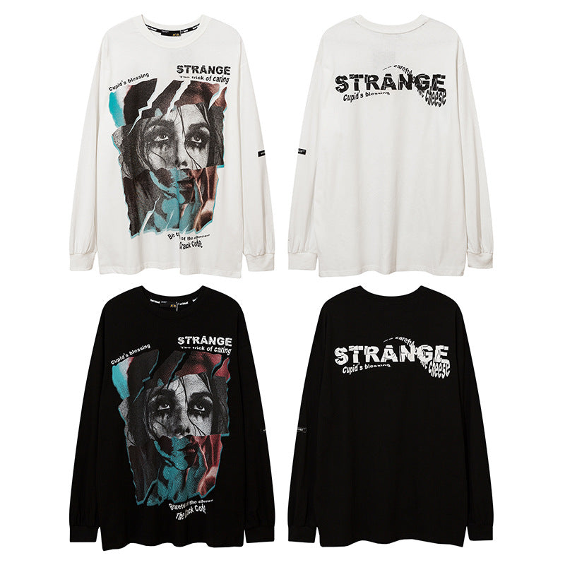 Vintage T Shirts Hip Hop Joker Print Long Sleeve T-Shirt