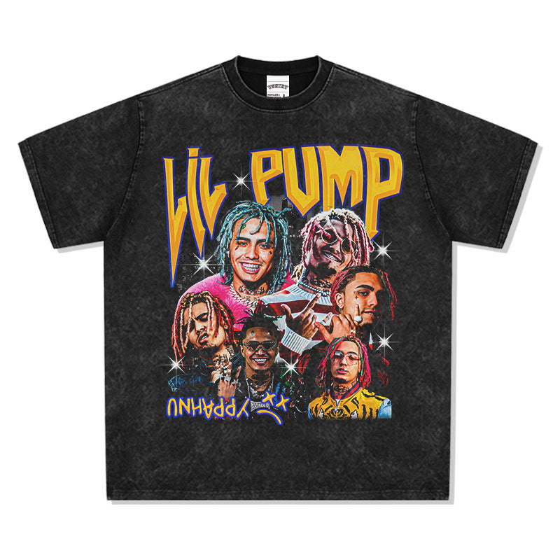 Outfit streetwear vintage hip hop Lil Pump print short sleeve t-shirt