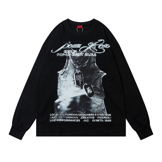 Marcas De Streetwear Long Sleeve T-Shirt Spring and Autumn Loose Crew Neck Top