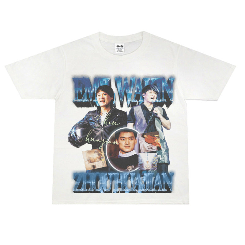 Film Star T Shirt Loose Heavy Retro Street Cotton T-shirt