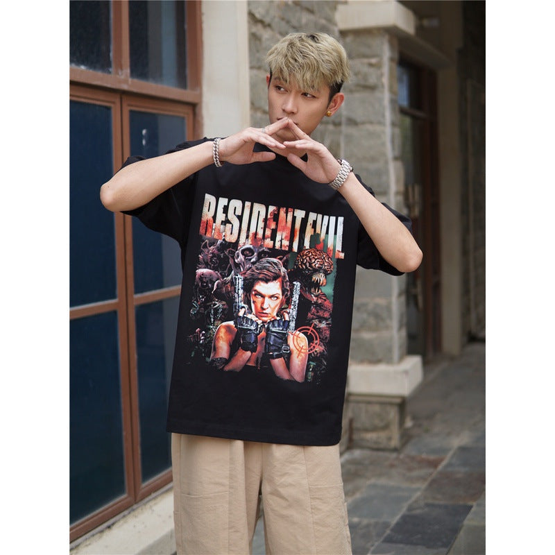 Film Star T Shirt Personalized Cotton Short Sleeve Loose Retro Design T-shirt for Men and Women