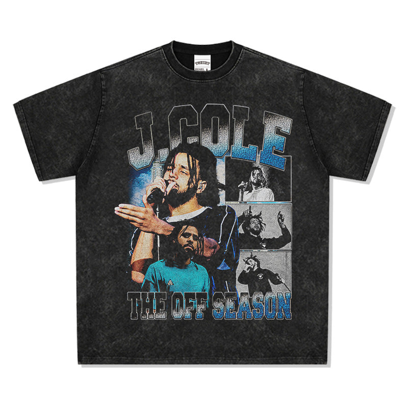 Outfit streetwear vintage hip hop J Cole JCole print short sleeve t-shirt