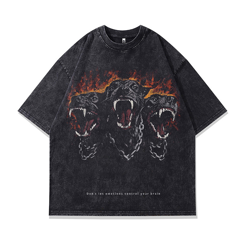 Ropa Vintage Hombre Retro Doberman Print Short Sleeve T-Shirt