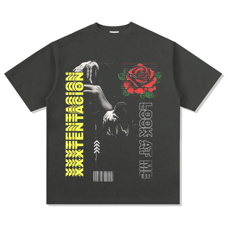 Cool t rapper xxx tentacion print short sleeve t-shirt vintage loose top