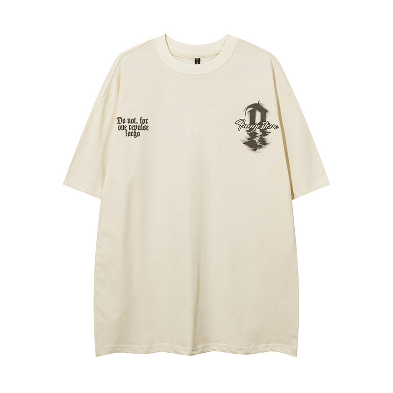 Vintage T Shirts Hip Hop Gothic letter oversize short sleeve T-shirt