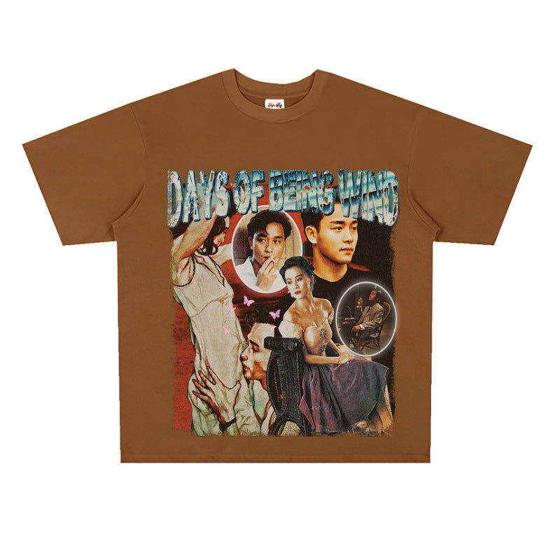 Film Star T Shirt Classic Movie Zhang Guorong Afei Short Sleeve Loose Retro Street Printing T-shirt
