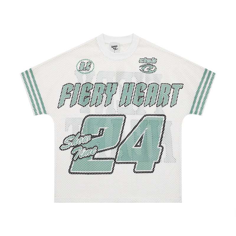 Hip Hop Shirts For Boys Hollow Alphabet Print Short Sleeve Jersey T-Shirt