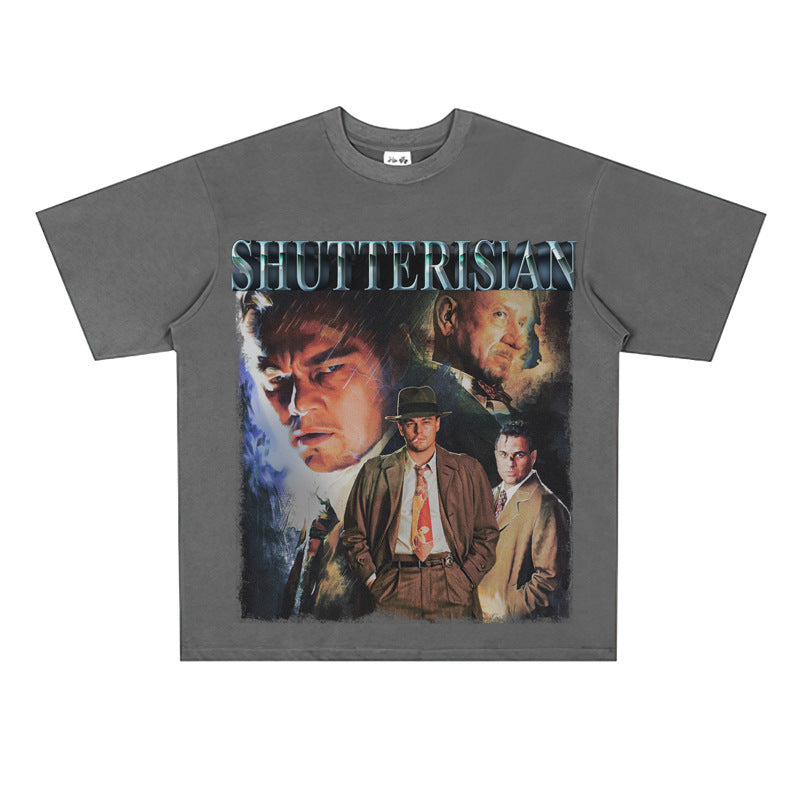 Film Star T Shirt Cotton Short Sleeve Loose Retro American T-shirt Men