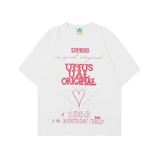 90s West Coast Hip Hop Fashion T-Shirts Summer Pixel Love Letter Print T-Shirt