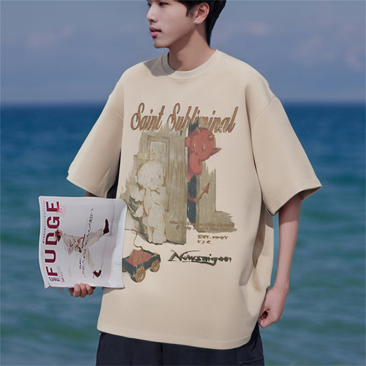 Distorted vintage short-sleeved t-shirt summer loose top