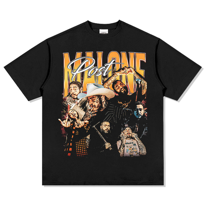 New york hip hop shop vintage hip hop Potz Ma Long Post Malone print short sleeve t-shirt