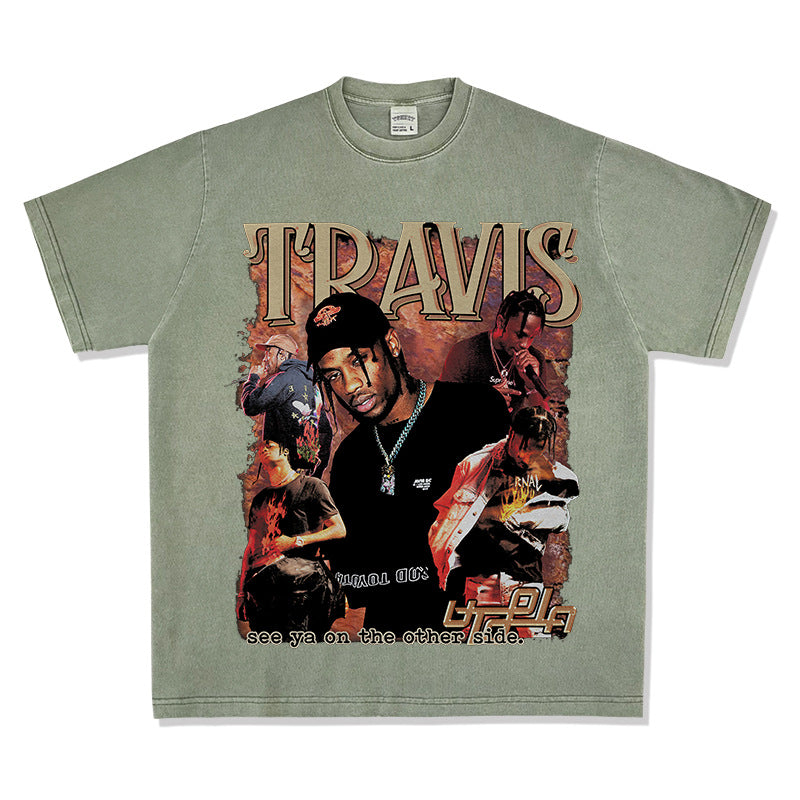 Cool t rapper vintage hip hop Travis print long sleeve short sleeve t-shirt Vintage
