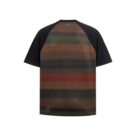 Vintage Usa Shirt Striped Knitted Short Sleeve Retro T-Shirt