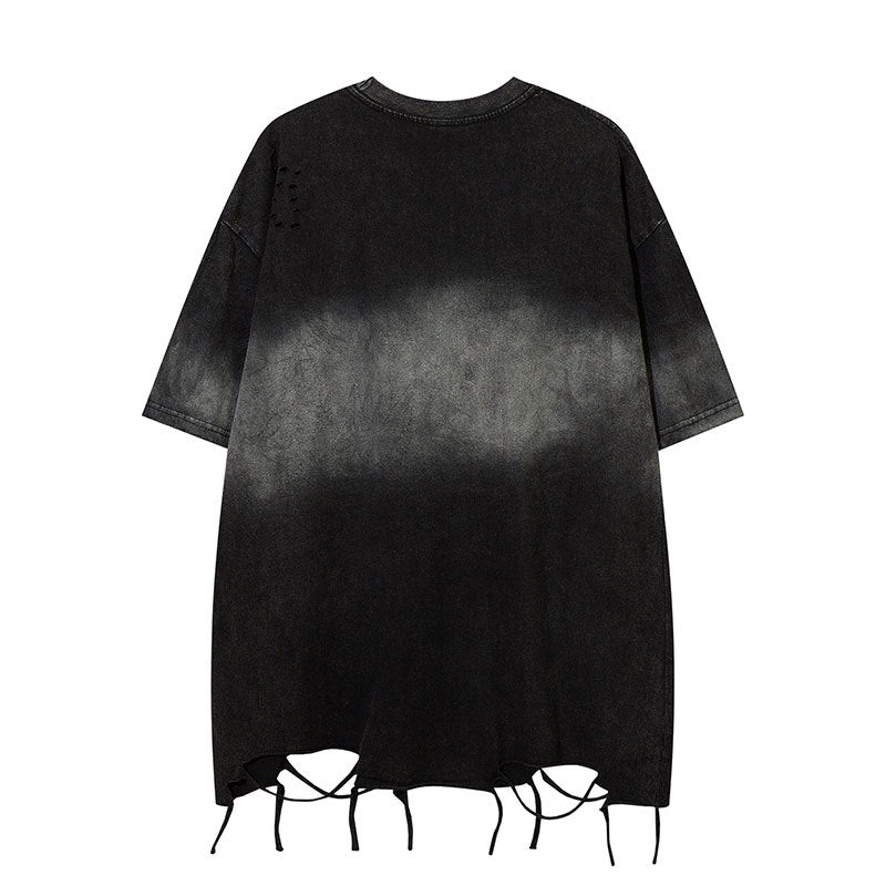 Hip Hop Clothes New York Old Ripped Short Sleeve Summer Loose T-Shirt