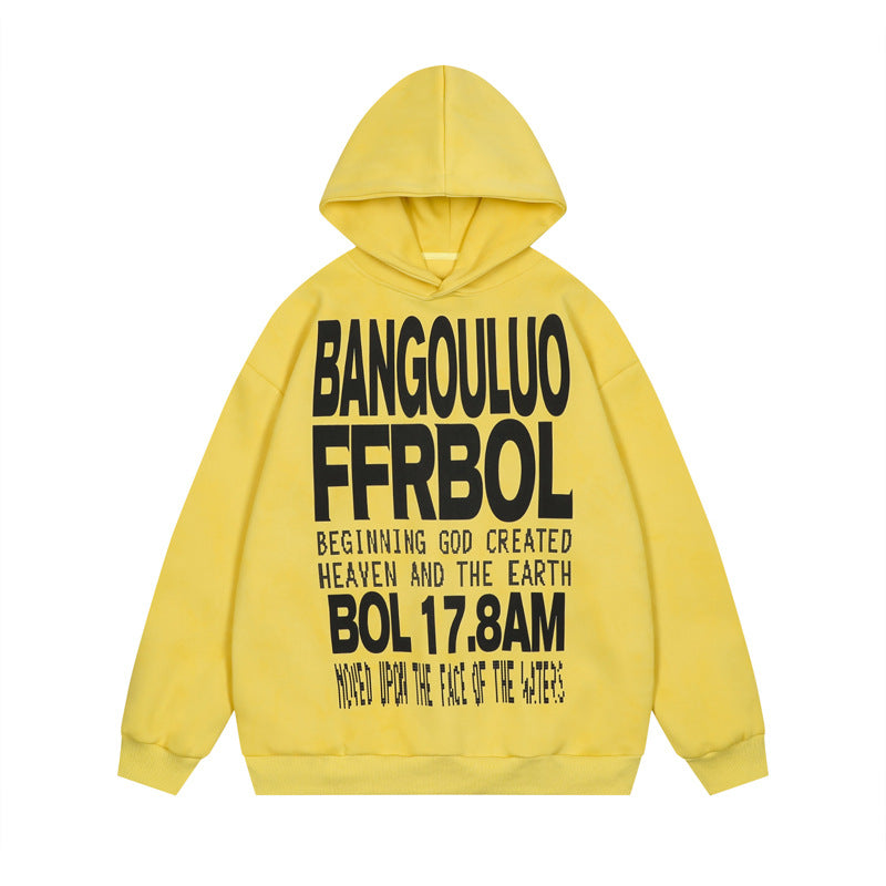 Streetwear Hoodie Hip Hop Vintage Old English Alphabet Print Hooded Sweater