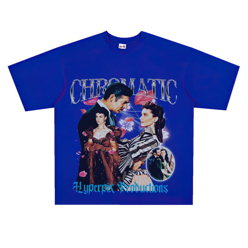 Film Star T Shirt European and American Movies Gone with the World Loose T-shirt Men and Women