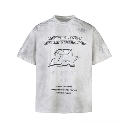 Hustle vintage summer vintage wash print short sleeve t-shirt