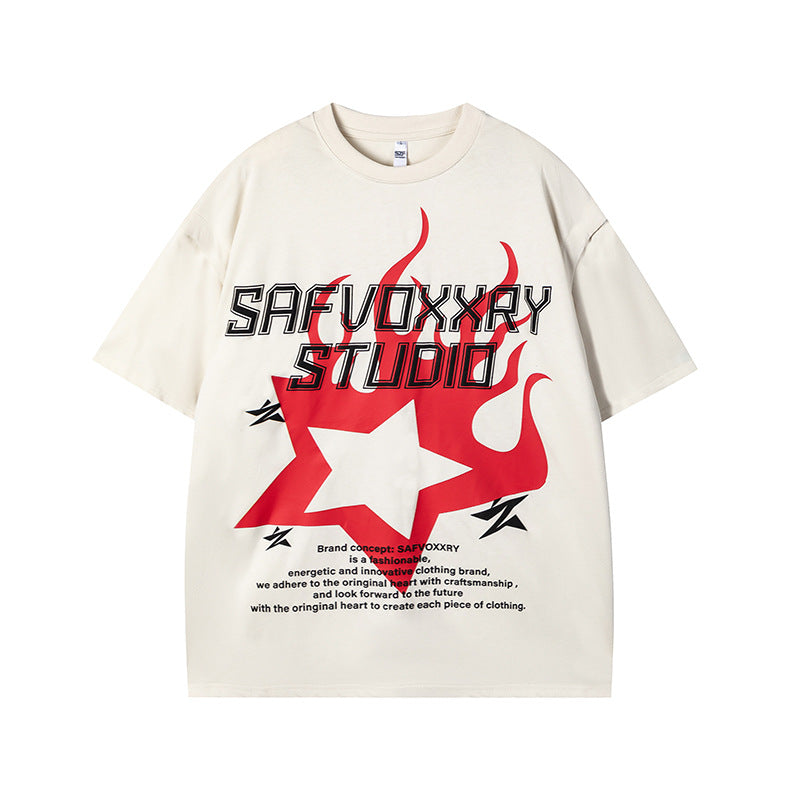 Vintage Usa Shirt Hip Hop Graffiti Print Short Sleeve T-Shirt