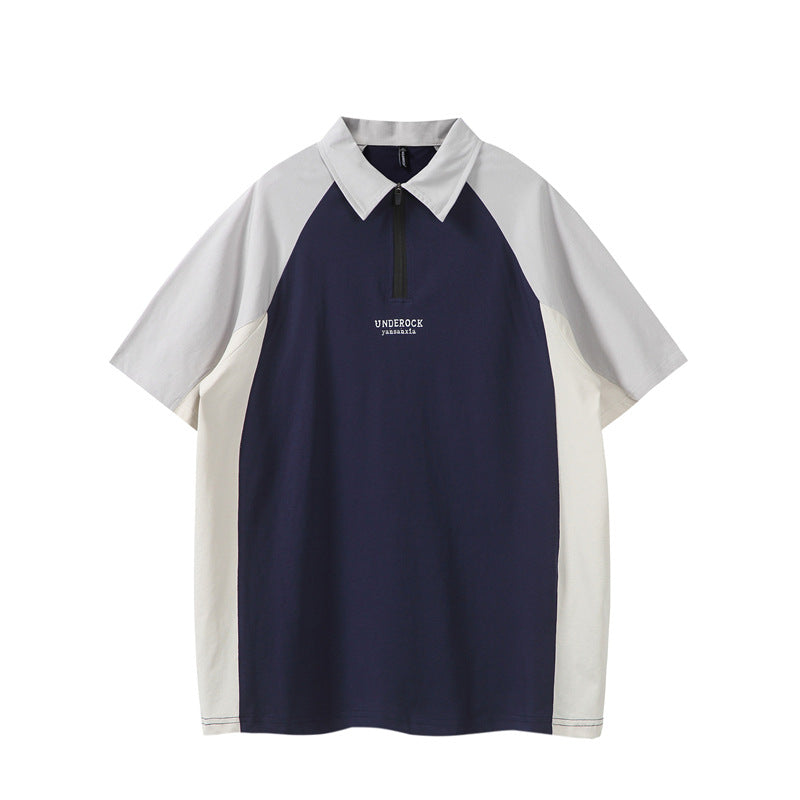 Stone Wash T shirt polo shirt short sleeve loose casual top