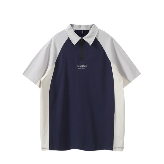 Stone Wash T shirt polo shirt short sleeve loose casual top