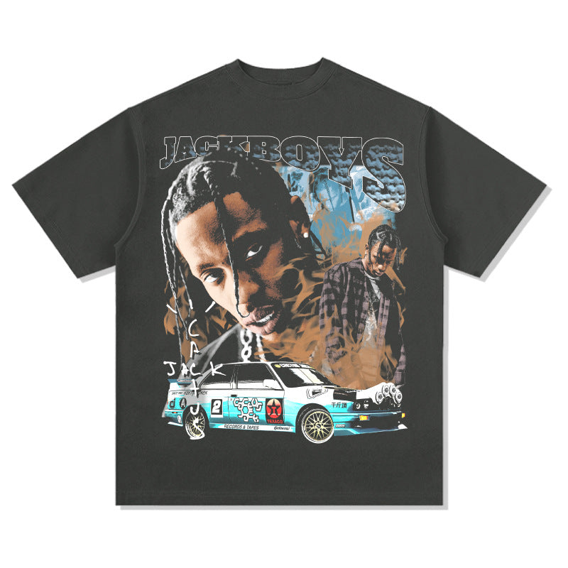 Cool t rapper vintage hip hop travis scott print short sleeve t-shirt