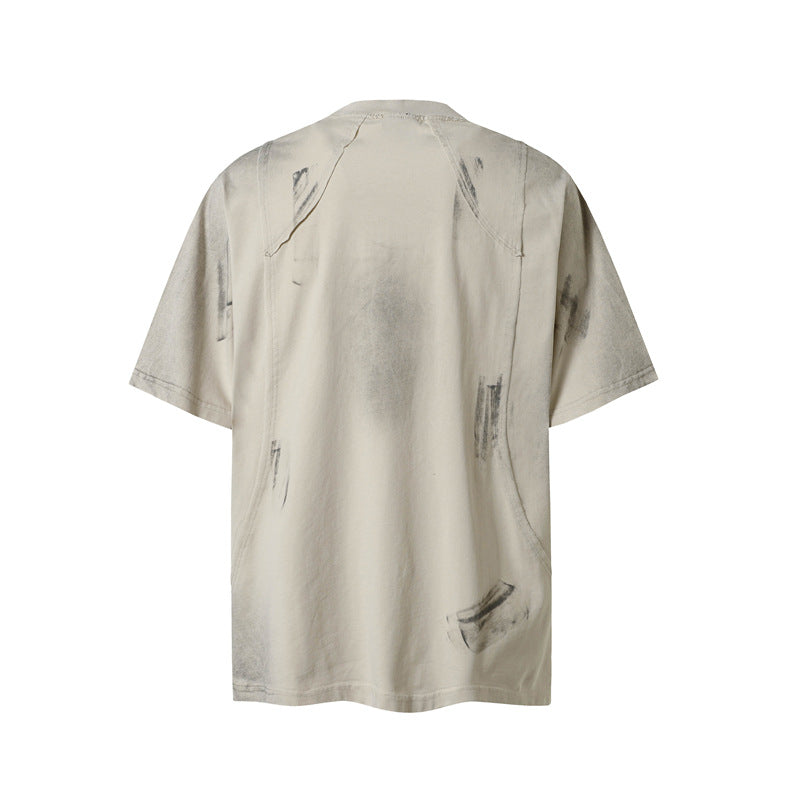 Stone Wash T shirt Retro Old Short Sleeve T-Shirt