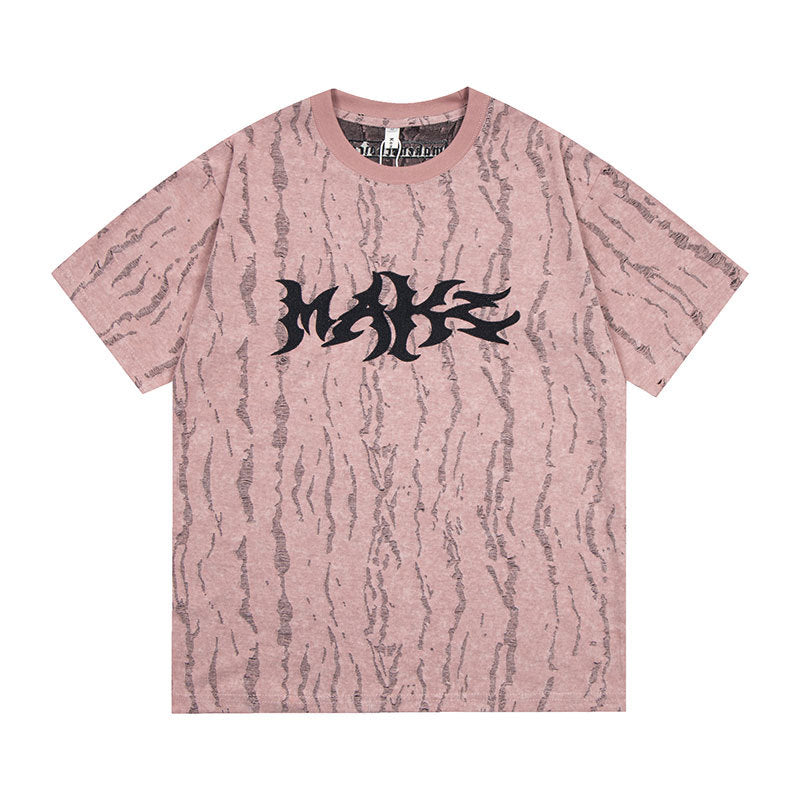 Vintage Tišö Rt Gothic Letter Embroidered Short Sleeve Vintage Loose T-Shirt