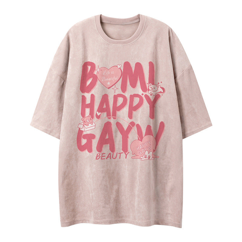 US drip outfits Summer Vintage Casual Loose Short Sleeve T-Shirts