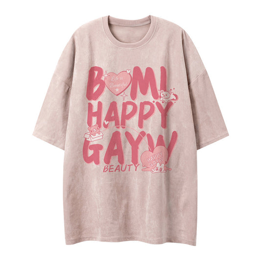 US drip outfits Summer Vintage Casual Loose Short Sleeve T-Shirts