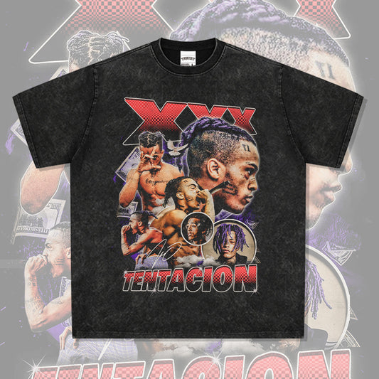 Cool t rapper XXX Tentacion print hip hop rap short sleeve t-shirt vintage