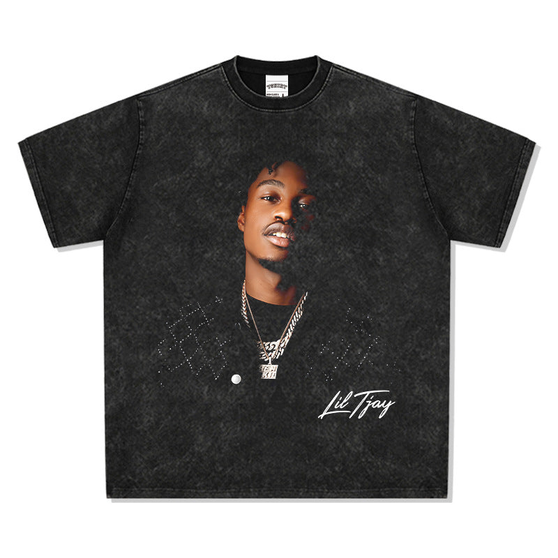 Cool t rapper vintage hip hop Lil Tjay print short sleeve t-shirt vintage