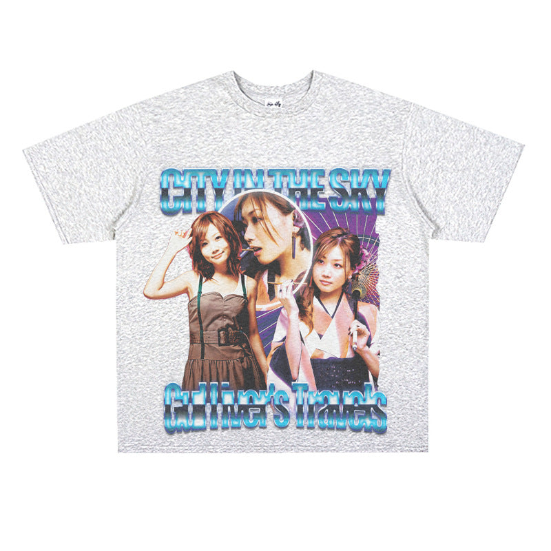 Film Star T Shirt Loose Heavy Retro Street T-shirt Men and Women