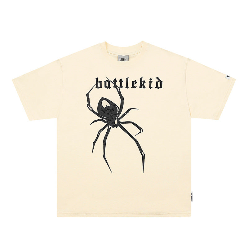 Vintage T Shirts Hip Hop Spider Print Short Sleeve T-Shirt Summer Loose tee