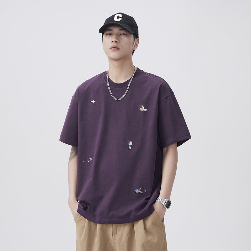 Men T-shirts Summer Loose Half-Sleeve Bottom Shirt