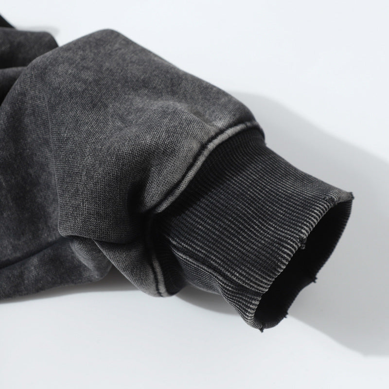Streetwear Hoodie Winter Vintage Washed Old Hooded Sweater Loose Cardigan Jacket