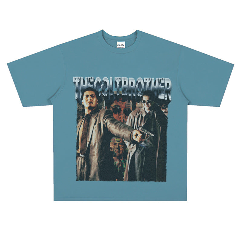 Film Star T Shirt Trendy Cotton Short Sleeve Loose round Neck Retro T-shirt