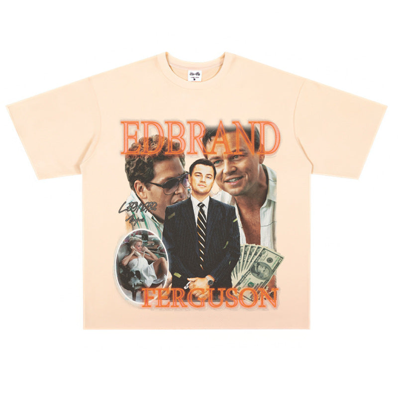 Film Star T Shirt Loose Heavy American Retro Street Personality T-shirt Men