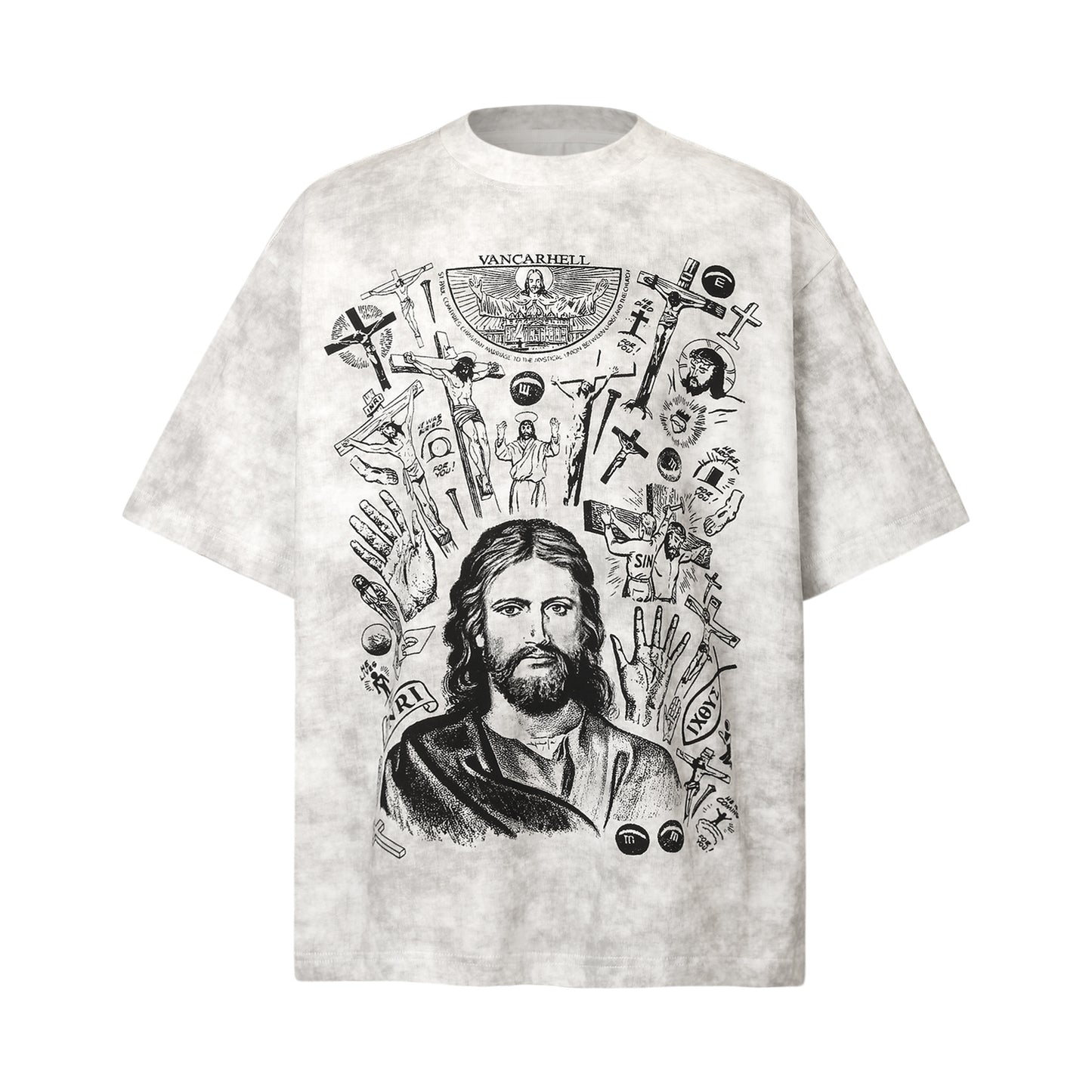 Unisex T-shirts Summer Tie-Dye Character Men's Loose Short Sleeve T-Shirt