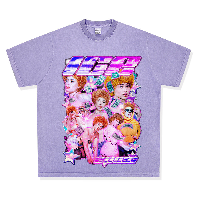 Cool t rapper vintage hip hop Ice Spice Ice Spice Print Short Sleeve T-Shirt