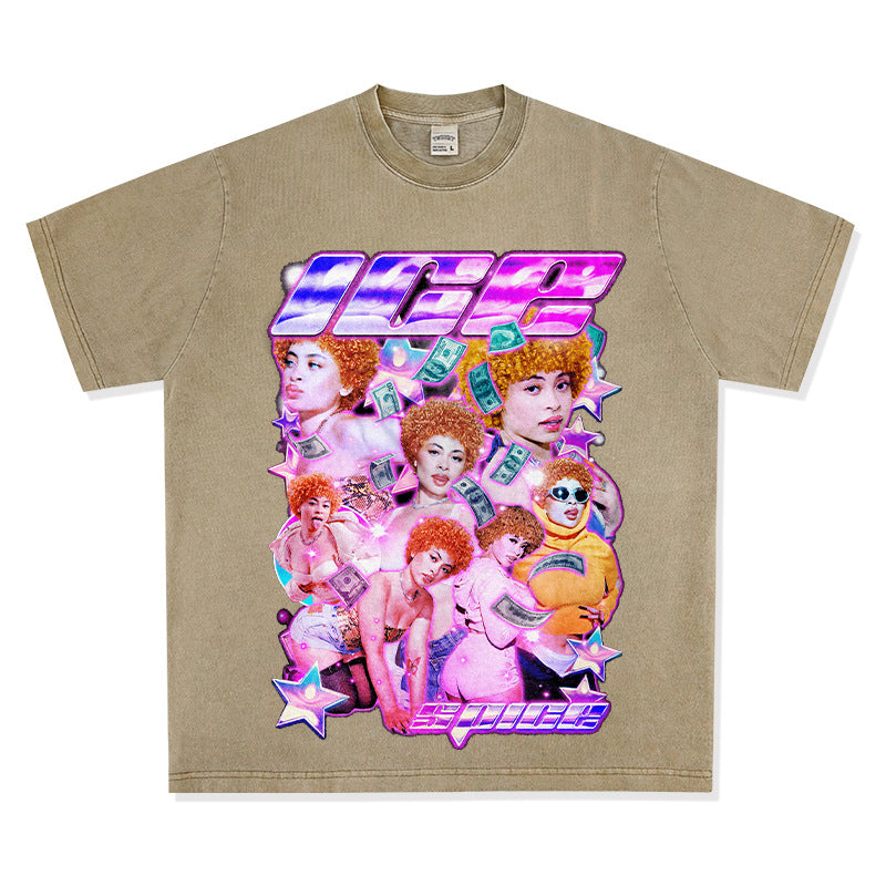 Cool t rapper vintage hip hop Ice Spice Ice Spice Print Short Sleeve T-Shirt