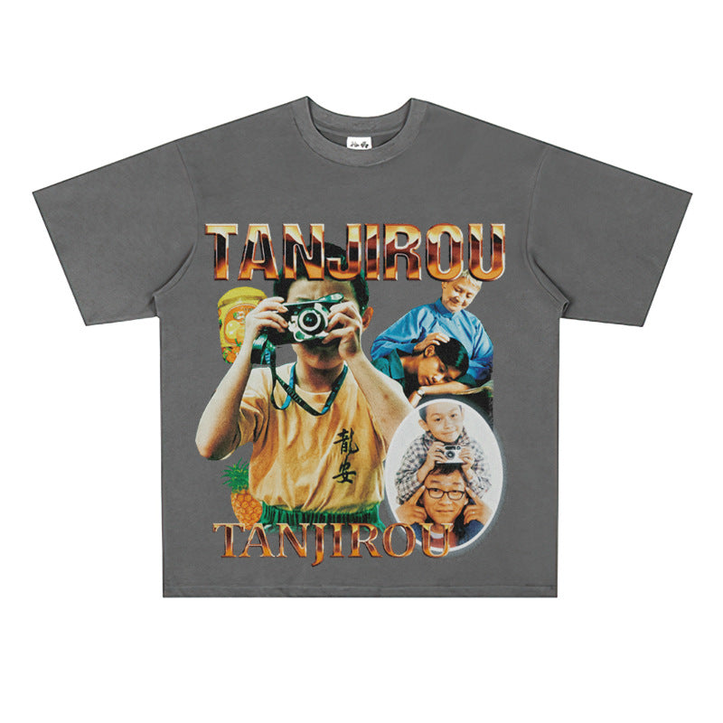 Film Star T Shirt American Retro Street Cotton T-shirt Men and Women