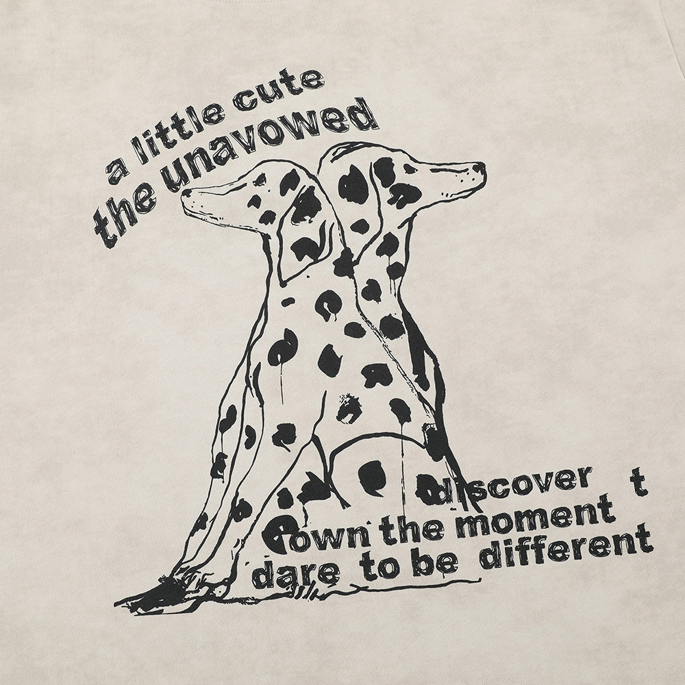 Racing oversized t shirt spotted dog print short sleeve crew neck t-shirt