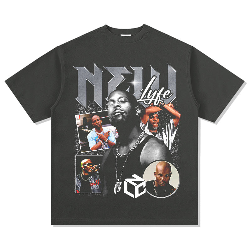 Outfit streetwear vintage hip hop DMX Earl Simmons print short sleeve t-shirt