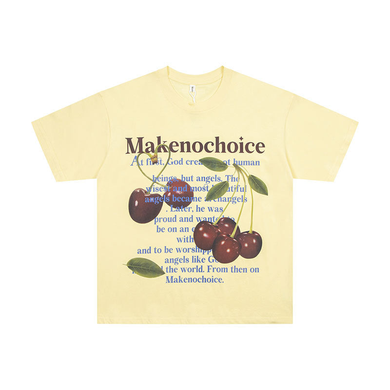 Marcas De Streetwear Vintage Cherry Short Sleeve T-Shirt Loose Casual Top